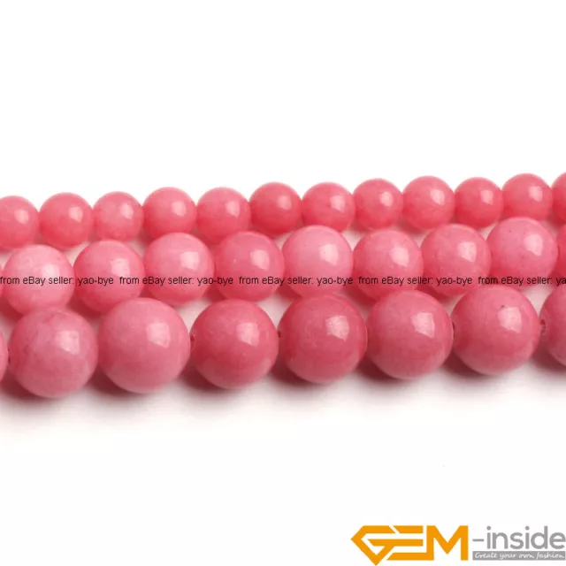 Pink Jade Gemstone Round Beads For Jewelry Making Strand 15" 6mm 8mm 10mm