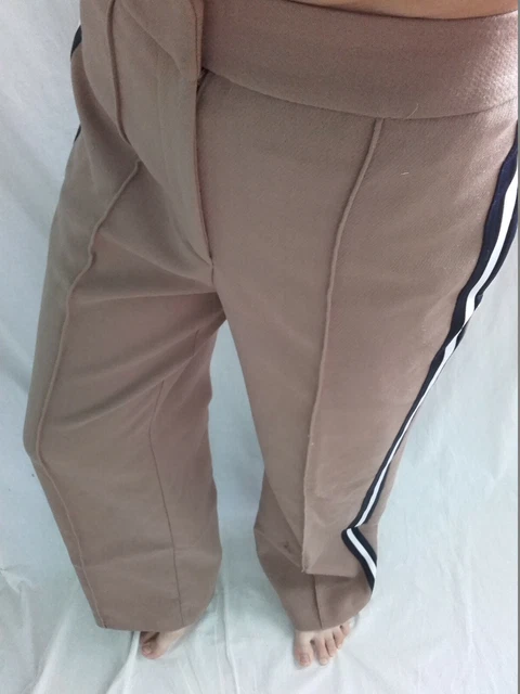 Pantalon taille haute large Zara marron bande neuf 34 (grand =36/38)