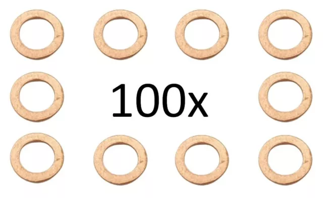 100 Stück Kupferdichtung Flachdichtung Kupfer Kupferring 6x10x1 mm DIN7603 FormA