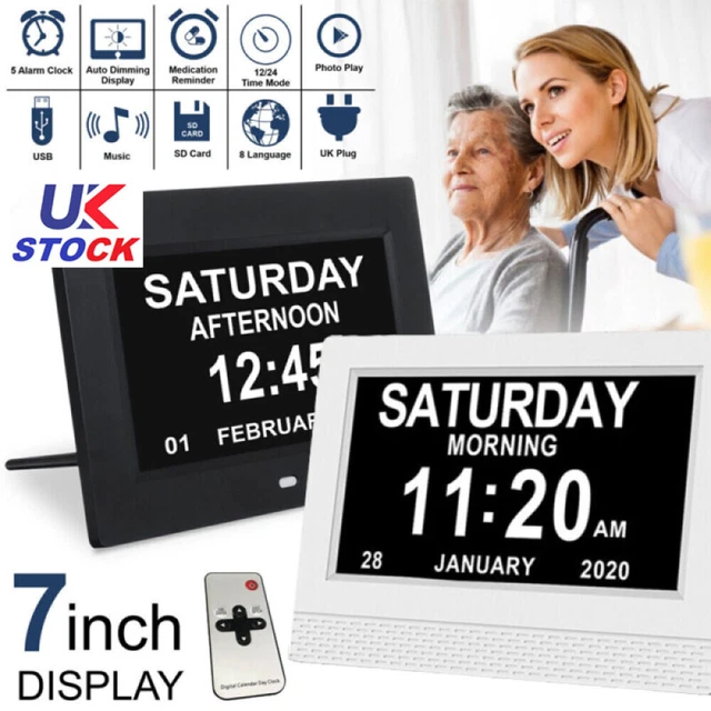 DIGITAL ALARM CLOCK LED For Memory Loss Reminder Dementia Elderly LCD