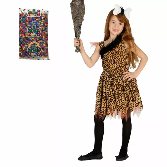 GUIRCA COSTUME DA Cavernicola Vestito Carnevale Preistorico Primitiva  Bambina EUR 21,99 - PicClick IT