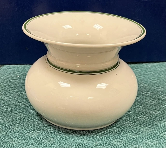 RARE O.P. CO Syracuse Restaurant China RailRoad Tobacco Spittoon w green stripe