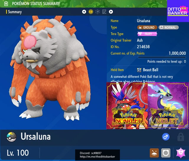 Ursaluna Blood Moon – Pokemon Scarlet & Violet – Normal Type – 6IV Battle Ready
