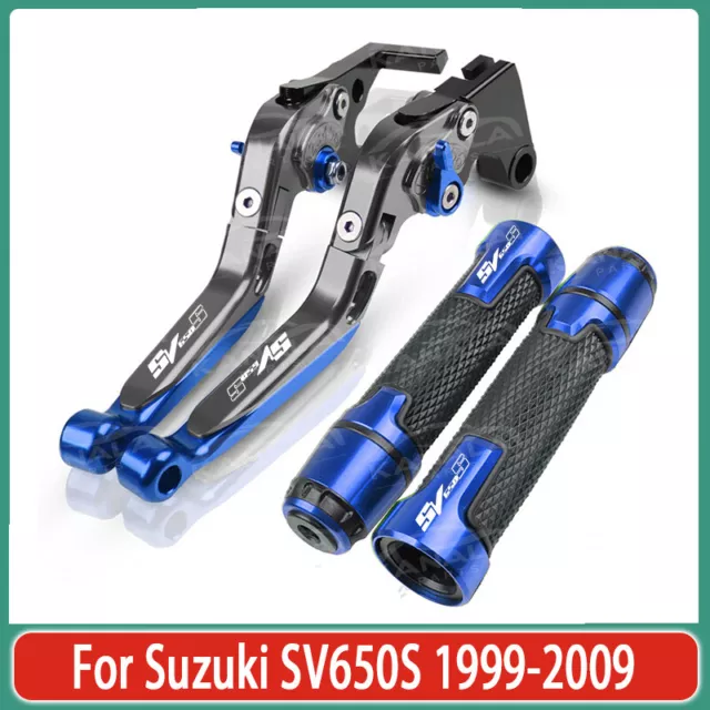 For Suzuki SV650S Adjustable CNC Handle Grips Brake Clutch Lever Set 1999-2009