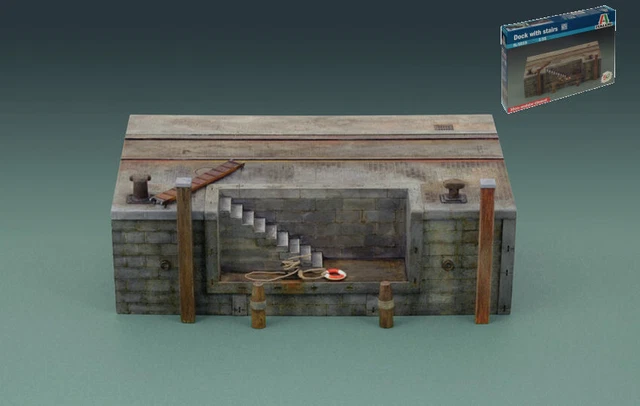 MODELLINO DIORAMI MODELLISMO Italeri DOCK WITH STAIRS KIT SCALA 1:35 ...