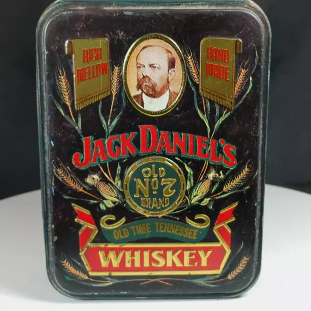 Vtg Jack Daniels Whiskey Old No.7 Tin Collectible  Black and Red Embossed Empty