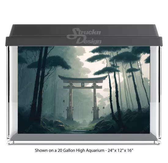 Fog Forest Japanese Torii Polyester Fish Tank Glass Backdrop Aquarium Background