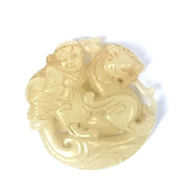 Collection Old China Jade Hand Carving Kylin Boy Statue Pendant Wonderful Gift