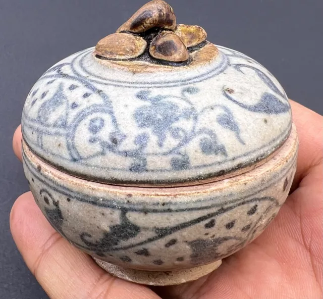 South East Asian Antiquities Rare Ancient Old Blue Poetry Ceramic Authentic Bowl
