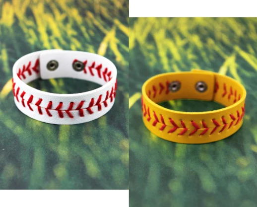 Baseball or Softball Faux Leather Cuff Bracelets