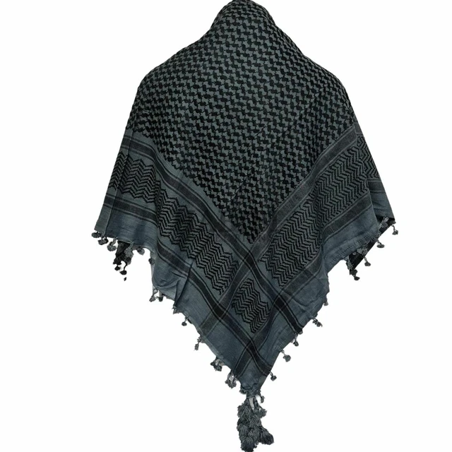 Shemagh Keffieh Arafat – écharpe Tête Homme, Noir Et Bordeaux Avec Franges