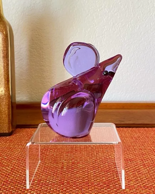 Swedish Or Murano ? Alexandrite Neodymium Glass Mouse Purple Pink Blue Figurine