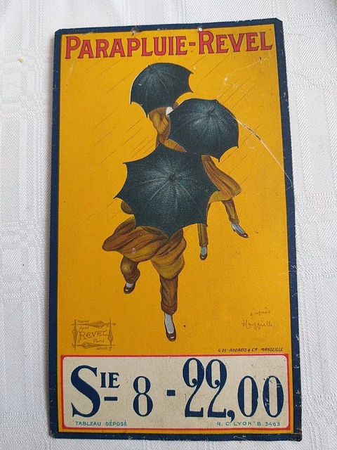 "PARAPLUIE-REVEL" ancienne plaque publicitaire en tôle   d'après CAPPIELLO .