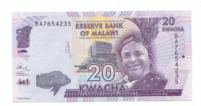 Malawi 20  kwacha  2016     FDS UNC     rif  3702