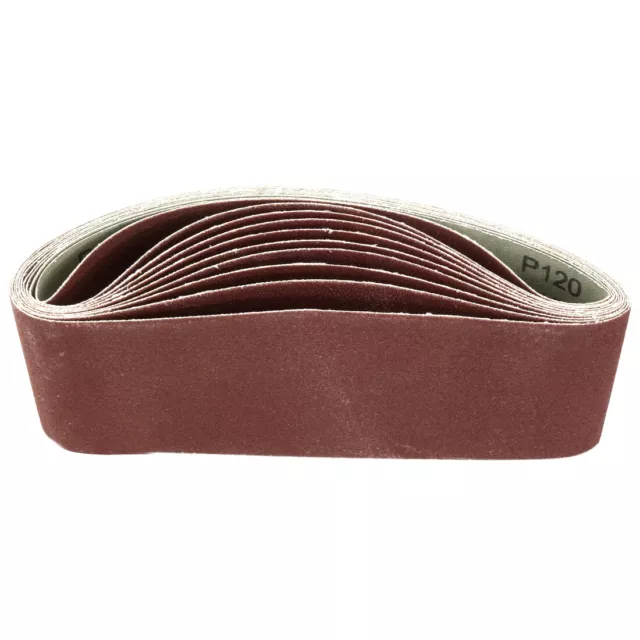 3-Inch x 21-Inch Aluminum Oxide Sanding Belt 120 Grits Lapped Joint 10pcs