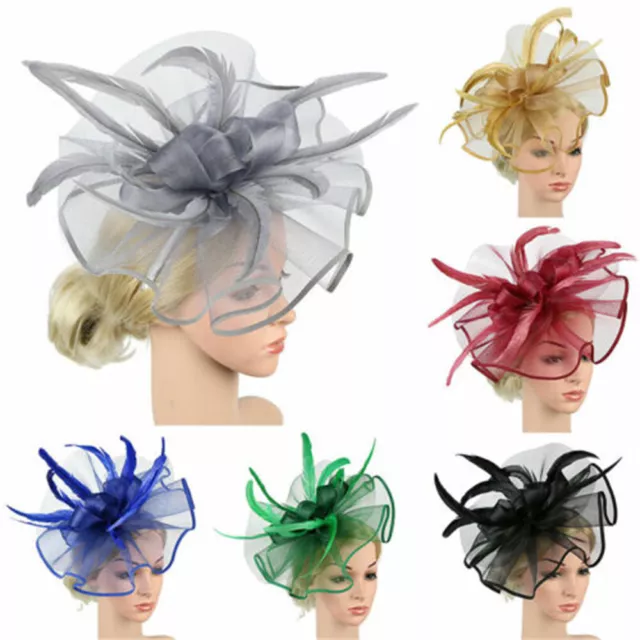 Feather Flower Hair Hat Fascinator On Headband Wedding Royal Ascot Races Party