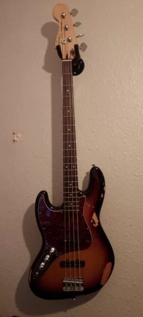 Fender Squire Left Handed Jazz Bass Tobaccoburst Modded Upgraded