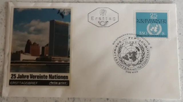 FDC Ersttag Ersttagsbrief 1970 25 Jahre Vereinte Nationen siehe Bild