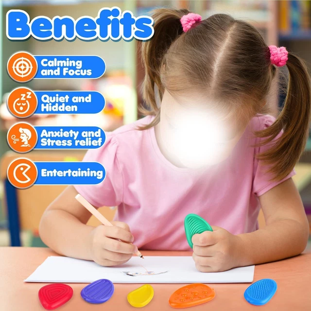 Lot De 6 Jouets Sensoriels Fidget En Silicone – Pierres De Massage Anti-Stress Pour Enfants Et Adultes – Soulage Anxiété, TDAH, Rongement D'Ongles
