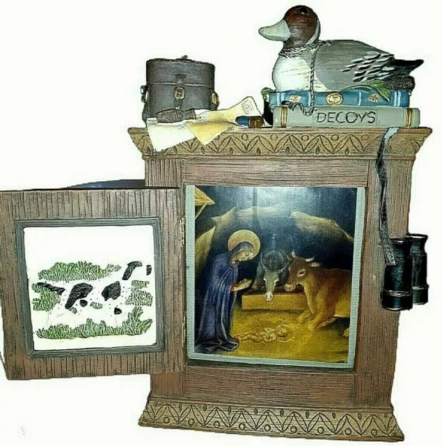Vintage Chimney w/Door  Photo Frame With Dog and Decoy Duck 8"Hx5"W