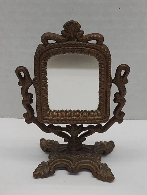 Vintage Antique Cast Iron Stand Up Mirror Vanity Table Ornate Victorian Wilton