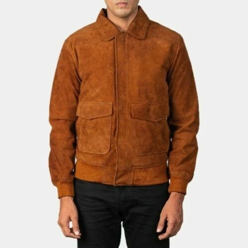 Clásico Hombre Piel ante Original Suave Cazadora Estilo Lujo Liso Abrigo