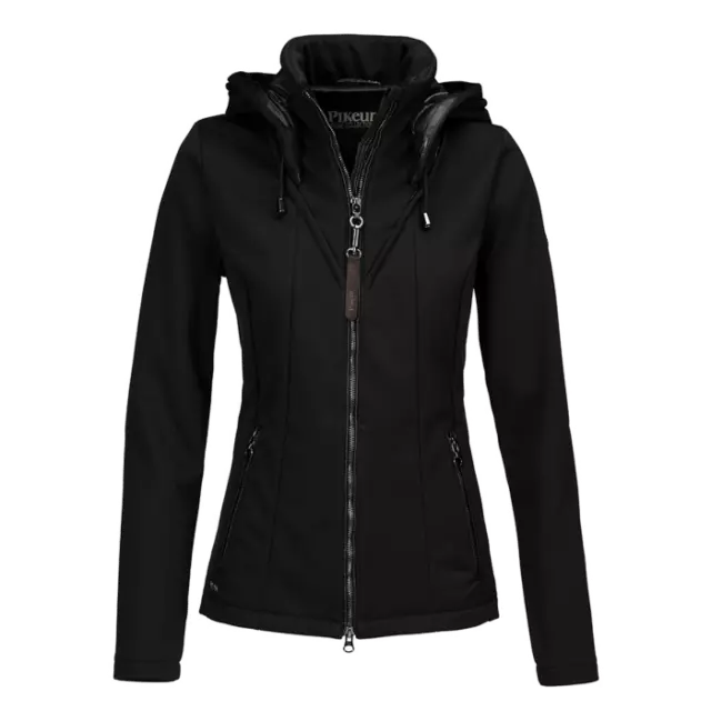 PIKEUR BENIA SOFTSHELL Jacket black size 38 UK 10 ladies hooded