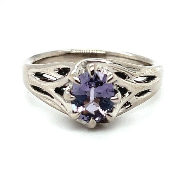 18ct White Gold Hand Crafted Purp0le Spinel Ring with Valuation Certificate