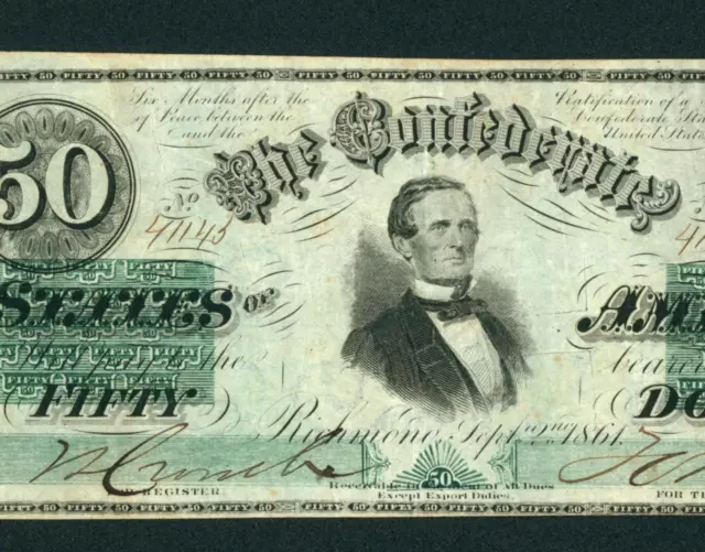 $50 1861 The Confederate States of America ** PAPER CURRENCY AUCTIONS