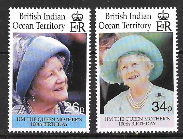 BRITISH INDIAN OCEAN TERRITORY Sc 223-225 NH ISSUE OF 2000 - QUEEN MOTHER