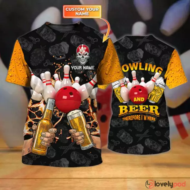 Bowling und Bier – personalisierter Name 3D Tshirt_1527