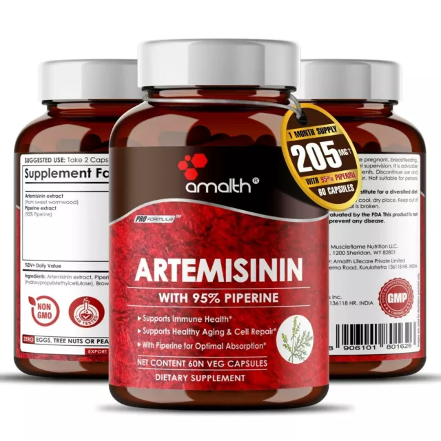 Artemisinin Artemisia Annua Extrait d'Absinthe Douce 205mg 60 Capsules Veggie