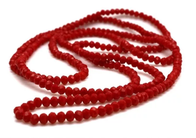 Collana di Cristalli 4mm elastica o Bracciale tanti giri da Donna rosso opaco