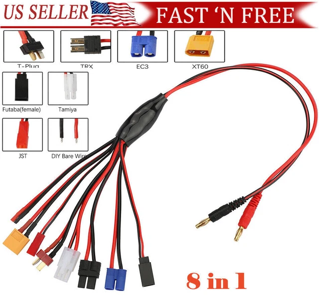 8 IN 1 RC Lipo Battery Charging Multi Charger Plug Connector Adapter