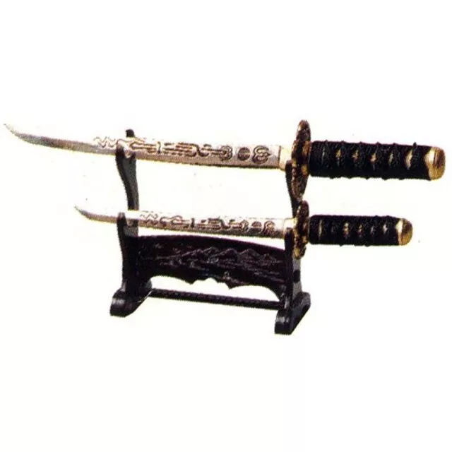 Denix Mini Samurai Sword Letter Opener 2 Pc Set w/Stand