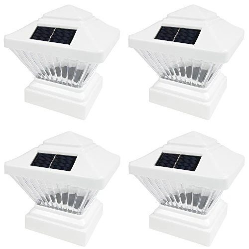 SOLAR LED POST DECK CAP Square Fence Light Landscape Lamp White 4 Pack