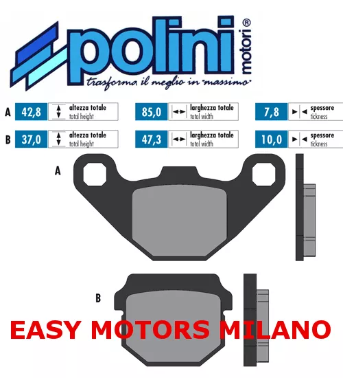 Coppia Pastiglie Freno Posteriore Polini E-Ton Viper Mini RXL M 50 03>07