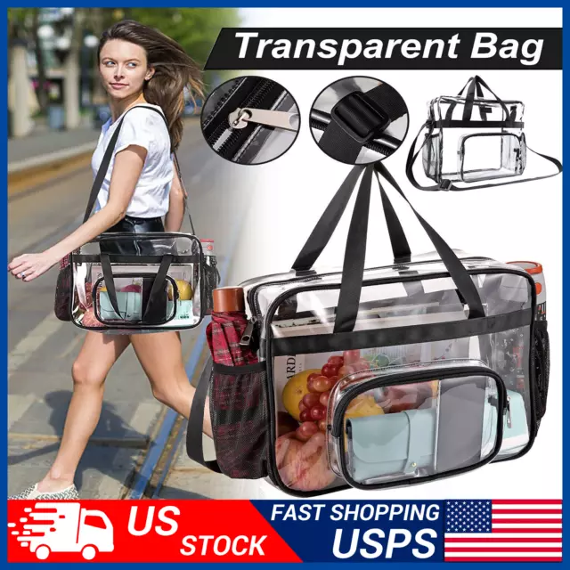 Large Capacity Clear Tote Bag with Handle Adjustable StrapDurable PVC Bag CV