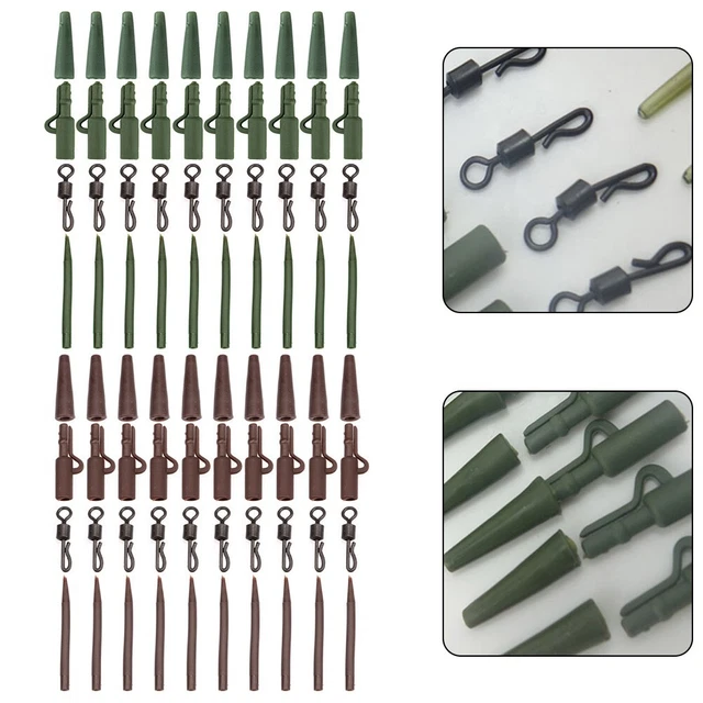 EORPAVU 35 pièces d'émerillons de pêche, clips de pêche, clips de pêche à la carpe, émerillons de pêche à pression, émerillons à changement rapide de type Q