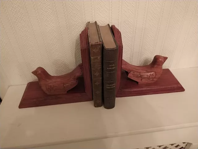 Pair Carved Wooden Bookends, Very Attractive Please See Photos