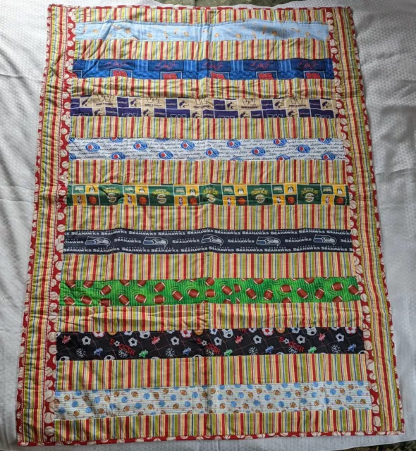 Manta de edredón deportivo hecha a mano Seahawks Sonics Dale Jr. ¡y más! 53"" x 38,5""