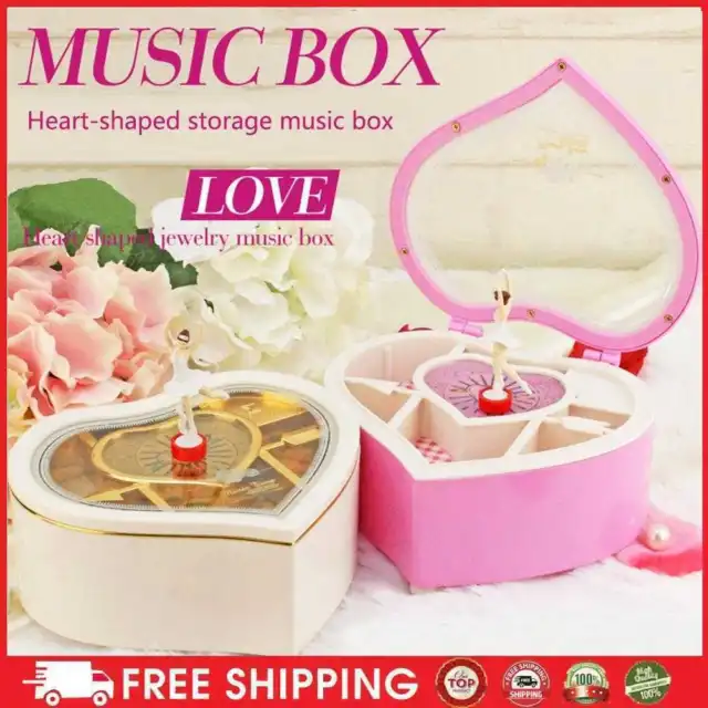 Love Heart Music Box Household Mini Ornaments Jewelry Storage Case Birthday Gift