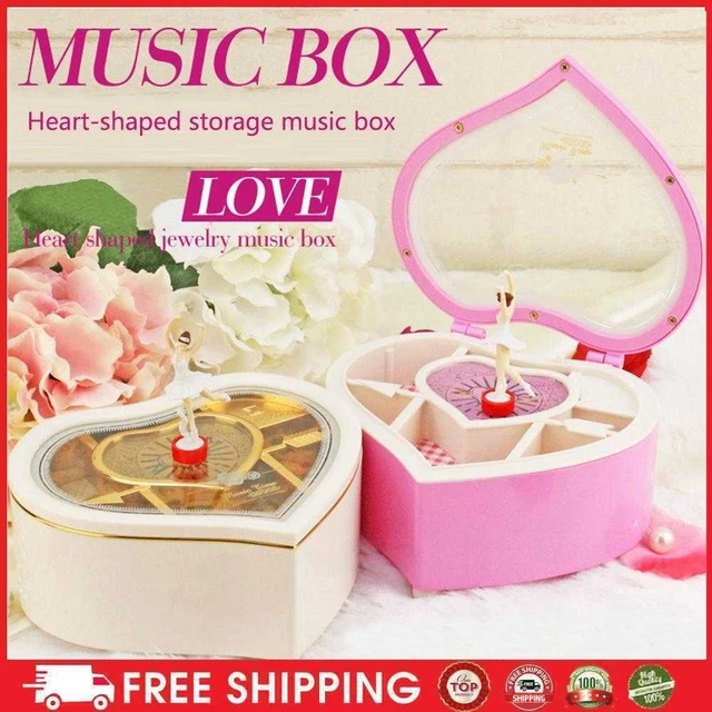 Love Heart Music Box Household Mini Ornaments Jewelry Storage Case Birthday Gift