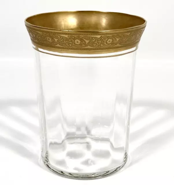 Vtg Tiffin Franciscan MINTON Gold Encrusted Trim Optic Glass Tumbler 10.5 oz. 4"