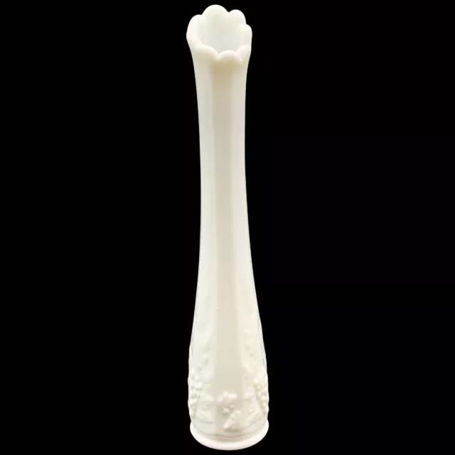 Westmoreland Paneled Grape Milk Glass Bud Vase 10”T 2”W 3