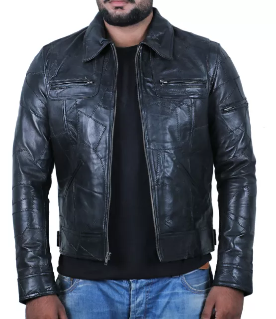 Laverapelle Mens Black Genuine Lambskin Leather Jacket-1901200 - Medium