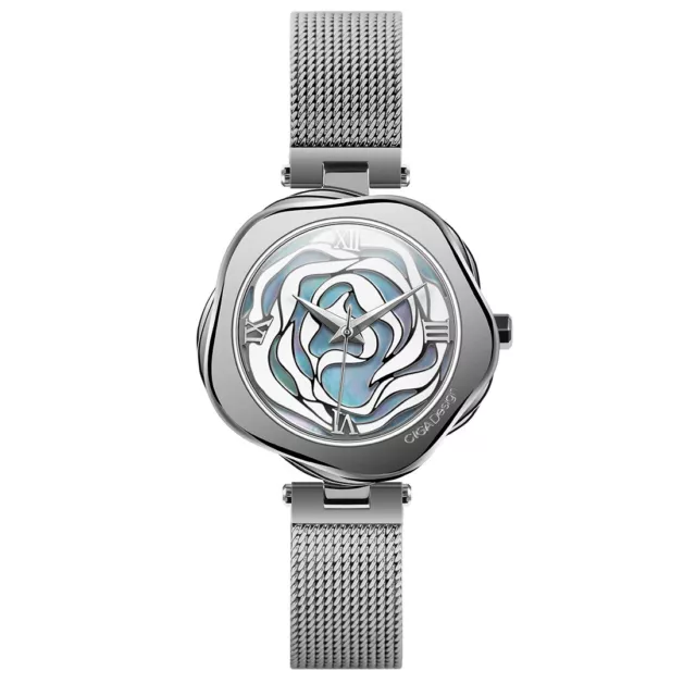 CIGA Design R Danish Rose Acciaio Quarzo Maglie Bianco Madreperla Orologio Donna