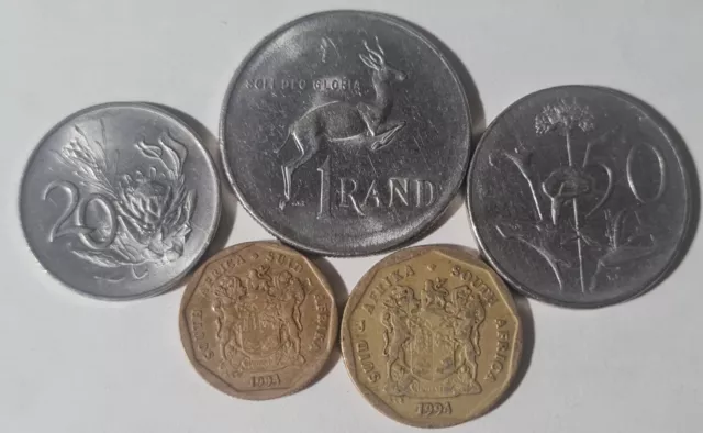 South Africa 20 cent 50 cent One Rand Coin Lot 1965 - 1994