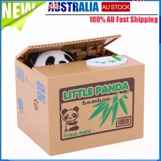 Cute Stealing Coin Money Panda Cat Bank Saving Box Kid Xmas Gift AUS