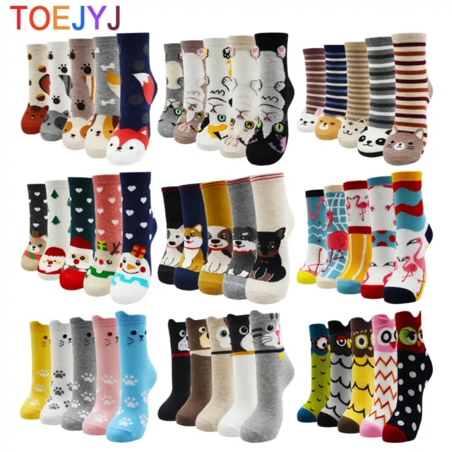 5 Pairs Fashion Colorful Kawaii Cute Cartoon Cotton Women Socks Harajuku Korean